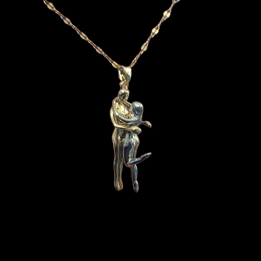 Gold and Silver Couple Pendant Necklace